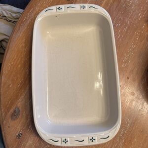 Longaberger Pottery Woven Traditions Green 3 QT 9x13 Baking Dish Made in the USA
